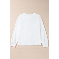 White Bowknot Pattern Drop Shoulder Loose Sweatshirt - 2XL thumbnail