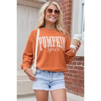 Orange PUMPKIN Spice Graphic Corded Crewneck Sweatshirt - L thumbnail
