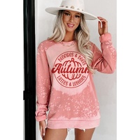 Pink Tie Dye Autumn Pumpkin Graphic Drop Shoulder Sweatshirt - S thumbnail