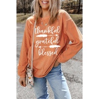 Orange thankful grateful blessed Arrow Graphic Corded Sweatshirt - L thumbnail