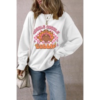 White Gobble Gobble Turkey Graphic Crewneck Thanksgiving Sweatshirt - M thumbnail