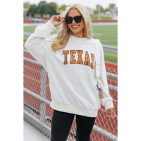 White TEXAS Graphic Drop Shoulder Crewneck Sweatshirt - M thumbnail