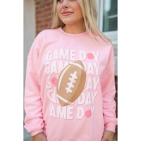 Pink GAME DAY Rugby Football Graphic Pullover Sweatshirt - XL thumbnail