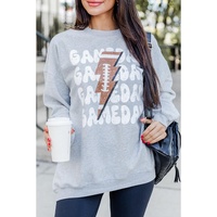 Gray GAME DAY Lightning Rugby Football Print Pullover Sweatshirt - S thumbnail
