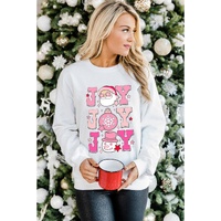 Beige Christmas Claus JOY Graphic Drop Shoulder Sweatshirt - 2XL thumbnail