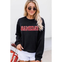 Black Sequined GAME DAY Rugby Football Season Sweatshirt - L thumbnail