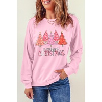 Pink Rhinestone Merry CHRISTMAS Christmas Tree Graphic Sweatshirt - XL thumbnail