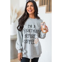 Gray I'M A NIGHTMARE BEFORE COFFEE Graphic Crewneck Sweatshirt - S thumbnail