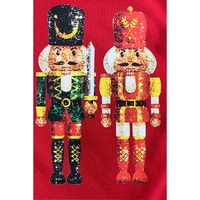 Red Christmas Metallic Nutcracker Graphic Crew Neck Sweatshirt - XL thumbnail