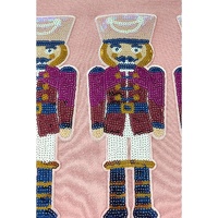 Pink Christmas Nutcracker Graphic Pullover Sweatshirt - M thumbnail