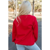 Red Merry Christmas Crewneck Drop Shoulder Loose Sweatshirt - L thumbnail