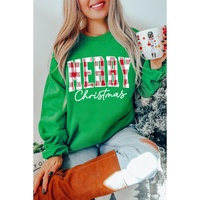 Dark Green Merry Christmas Heat Transfer Graphic Sweatshirt - 2XL thumbnail