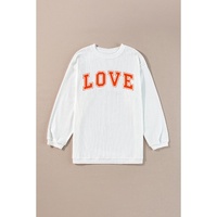 White LOVE Printed Crewneck Valentines Pullover Sweatshirt - XL thumbnail