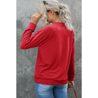Red Bold Sequin Heart Crewneck Valentines Pullover Sweatshirt - L thumbnail
