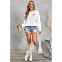 White Sweet Bow Printed Valentines Graphic Sweatshirt - 2XL thumbnail