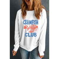 White CRAWFISH CLUB Printed Drop Shoulder Sweatshirt - M thumbnail