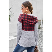 Azura Exchange Plaid Splicing Pocketed Hoodie - S thumbnail