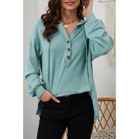Azura Exchange High and Low Hem Hoodie with Buttoned Detail - M thumbnail