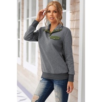 Azura Exchange Quilted Stand Neck Sweatshirt with Fake Front Pocket - L thumbnail