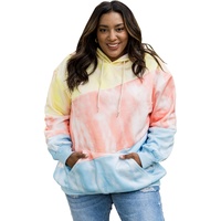 Sky Blue Colorblock Kangaroo Pocket Plus Size Hoodie - 2X thumbnail