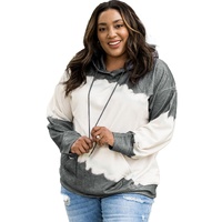 Azura Exchange Gray Tie-Dyed Color Block Plus Size Hoodie - 3X thumbnail