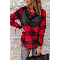 Azura Exchange Plaid Paneled Sweatshirt - L thumbnail