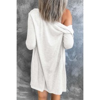 White Solid Color Open-Front Buttons Cardigan - L thumbnail