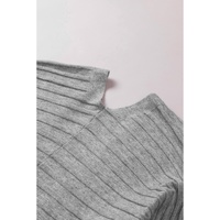 Gray Ribbed Open Front Knit Cardigan - XL thumbnail