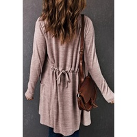 Azura Exchange Pink Tunic Back Open Front Cardigan with Pockets - S thumbnail