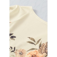 Apricot Floral Print Ribbed Knit Slim Fit Cardigan - S thumbnail