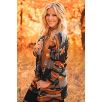 Orange Western Tribal Aztec Print Cardigan - M thumbnail