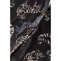 Black Wild Tiger Print Button Front Cardigan - M thumbnail