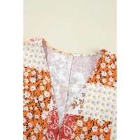 White Boho Patchwork Floral Open Front Kimono - One Size thumbnail
