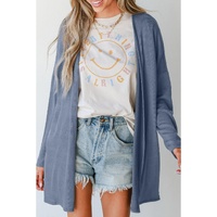 Ashleigh Blue Solid Color Rib Knit Open Front Tunic Cardigan - XL thumbnail