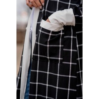 Black Plaid Colorblock Edge Open Cardigan with Pocket - M thumbnail