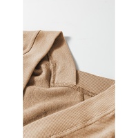 Light French Beige Ribbed Edge Exposed Seam Knit Cardigan with Pockets - L thumbnail