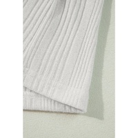 White Solid Color Ribbed Button up Tunic Cardigan - M thumbnail