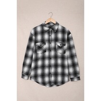 Azura Exchange Plaid Buttons Pocketed Shacket - M thumbnail