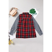 Azura Exchange Plaid Splicing Hit Color Pockets Long Sleeve Shirt - M thumbnail