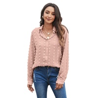 Azura Exchange Button Fuzzy Polka Dot Shirt - M thumbnail