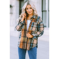Azura Exchange Color Block Plaid Shirt with Buttoned Details - M thumbnail