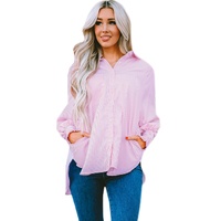 Azura Exchange Striped Boyfriend Shirt with Pocket - M thumbnail