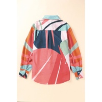 Azura Exchange Abstract Print Cuffed Sleeve Shirt - M thumbnail