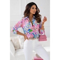 Azura Exchange Buttoned Sheath Long Sleeve Shirt with Abstract Floral Print - L thumbnail