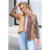 Azura Exchange Long Sleeve Dot Print Button Down Shirt - L thumbnail