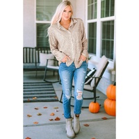 Azura Exchange Sequin Collared Bust Pocket Buttoned Shirt - L thumbnail