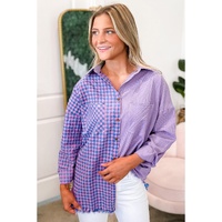 Azura Exchange Plaid Button Down Long Sleeve Shirt with Chest Pocket - L thumbnail
