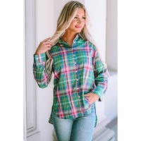 Azura Exchange Plaid Button Down Split Shirt - L thumbnail