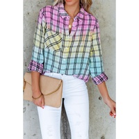 Azura Exchange Vibrant Tie Dye Plaid Button Up Shirt - L thumbnail