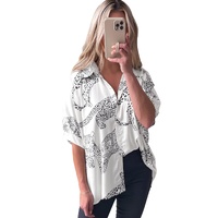 Beige Cheetah Print Buttoned Half Sleeve Shirt - M thumbnail